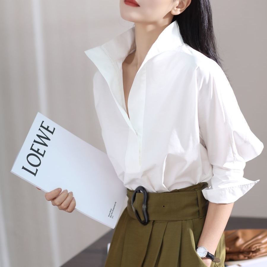 Shirt Camp Collar - Frühherbst 2023 Damen-Oberteil mit lockerem Schnitt,