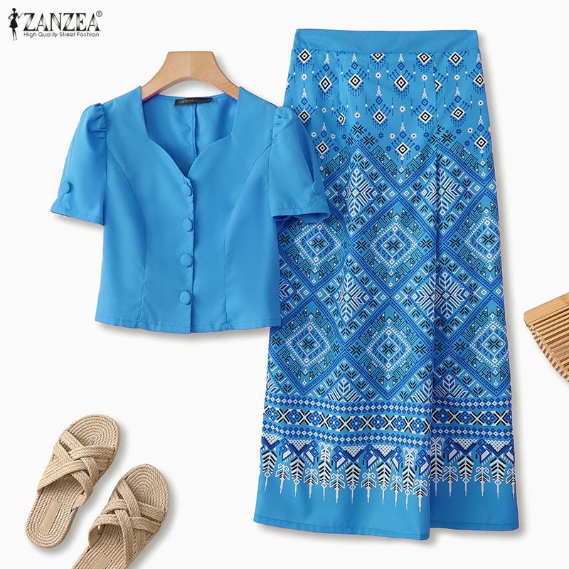 Sommer 2-teilige Sets ZANZEA Q – Shirt Camp Collar Bewertung und Preis